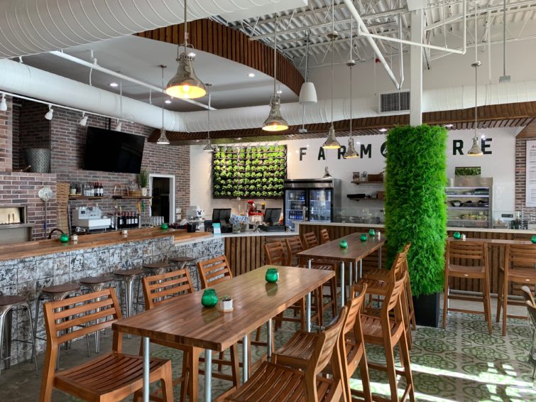 View of Basil Living Wall in Flash Fire Pizza Boca Raton