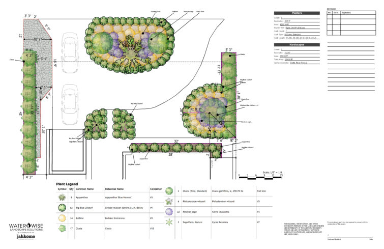 Florida Friendly Landscape Design by Jahkomo Landscapes and Living Walls. Planting Plan.